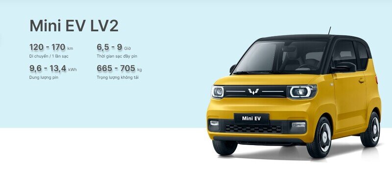 Phạm vi hoạt động của dòng ô tô điện Wuling Mini EV LV2