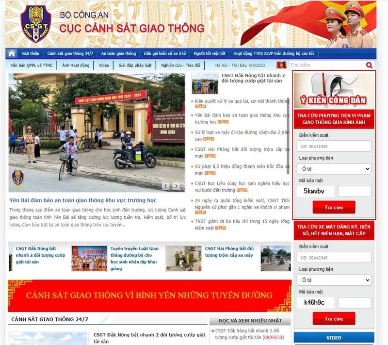 Xem thông tin phạt nguội trên trang web của Cục Cảnh sát Giao thông